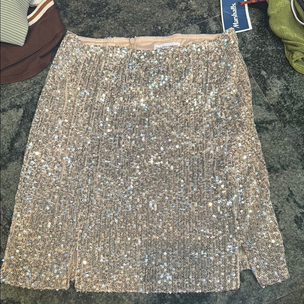 Love on a Hanger Gold Sequin Mini Skirt